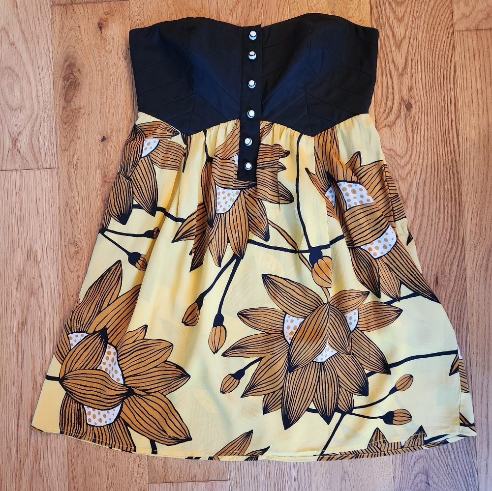 Hype Strapless Silk Mini Dress sz S cocktail party wedding holiday midi